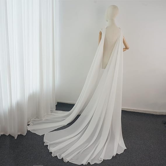 Detachable Chiffon Wedding Dress Wings Long Bridal Capes with Pin on Shoulder Bridal Accessory & Party Wear
