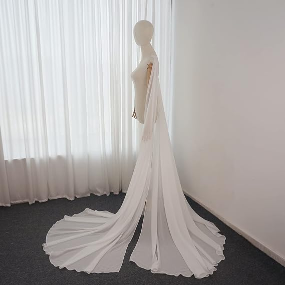 Detachable Chiffon Wedding Dress Wings Long Bridal Capes with Pin on Shoulder Bridal Accessory & Party Wear
