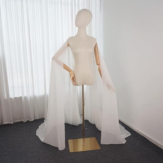 Detachable Chiffon Wedding Dress Wings Long Bridal Capes with Pin on Shoulder Bridal Accessory & Party Wear