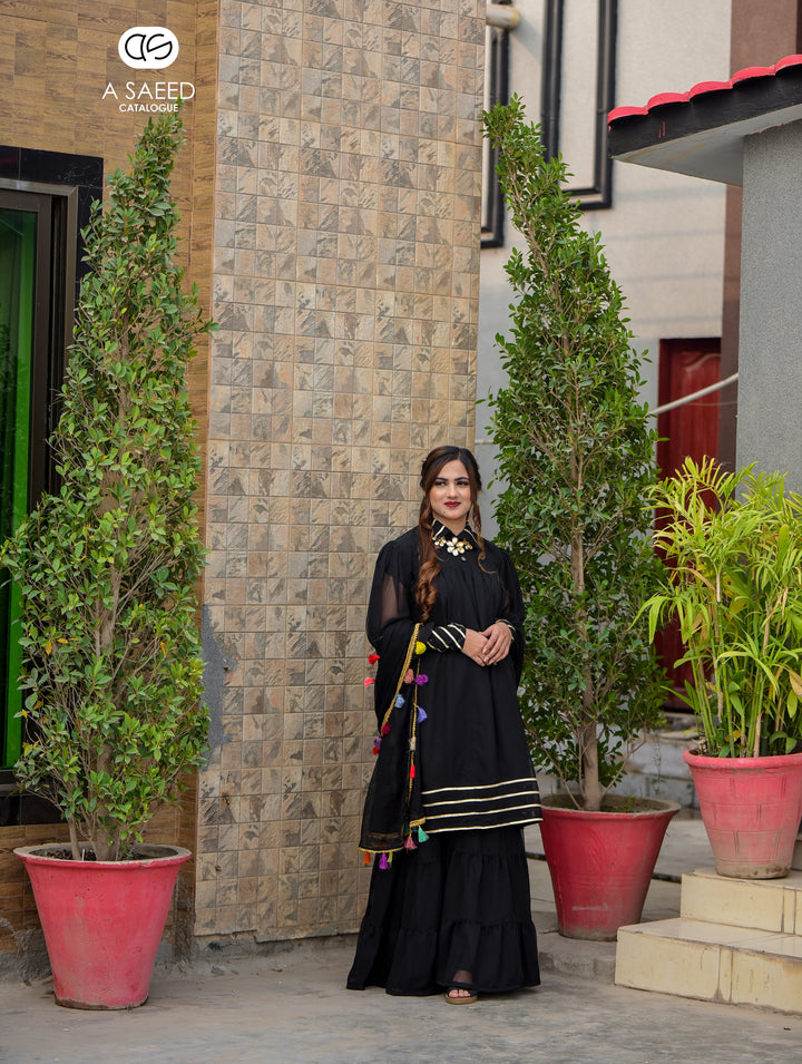 AS Black Gharara Dress