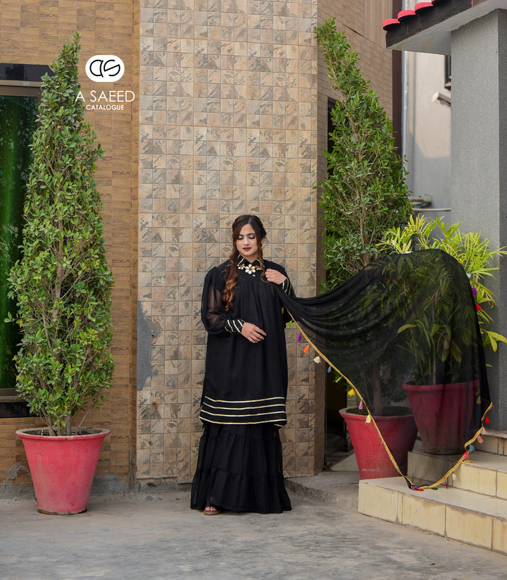 AS Black Gharara Dress