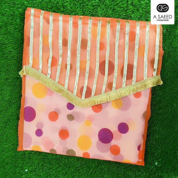 Organza Bag with Gota Lace Embellishment - Flip Style - Multicolor