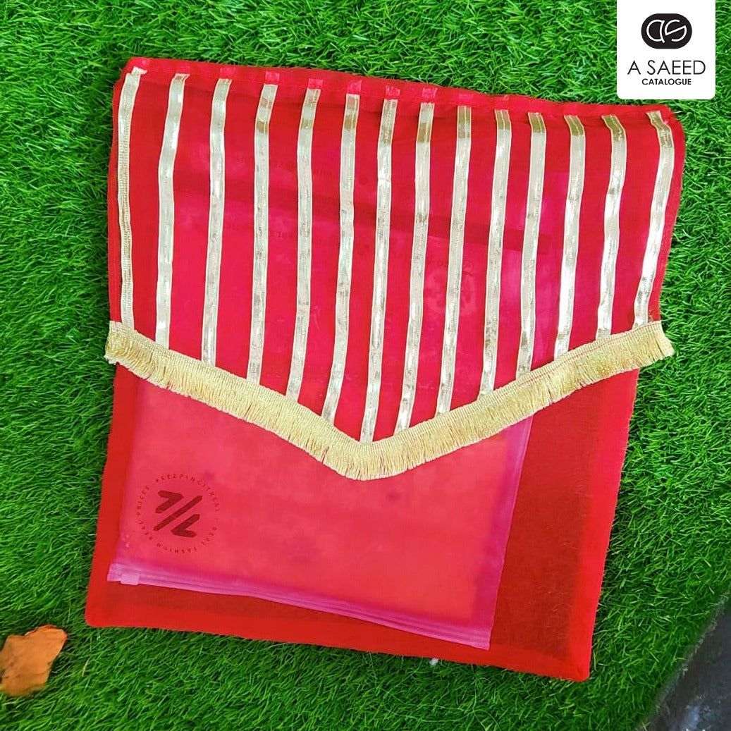 Organza Bag with Gota Lace Embellishment - Flip Style - Multicolor