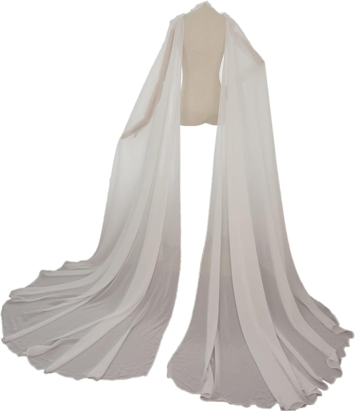 Detachable Chiffon Wedding Dress Wings Long Bridal Capes with Pin on Shoulder Bridal Accessory & Party Wear