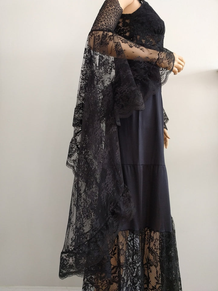 Asaeed Detachable Black Sleeves -Black Lace Long Sleeves,