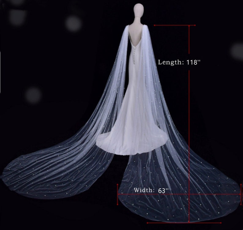 Bridal Wings With Scattered Pearls, Detachable Floor Length Wedding Wings,Shoulder Tulle Wings