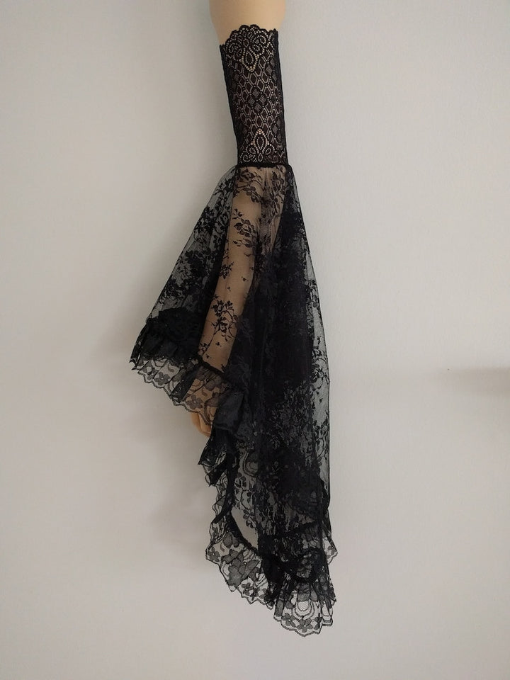 Asaeed Detachable Black Sleeves -Black Lace Long Sleeves,