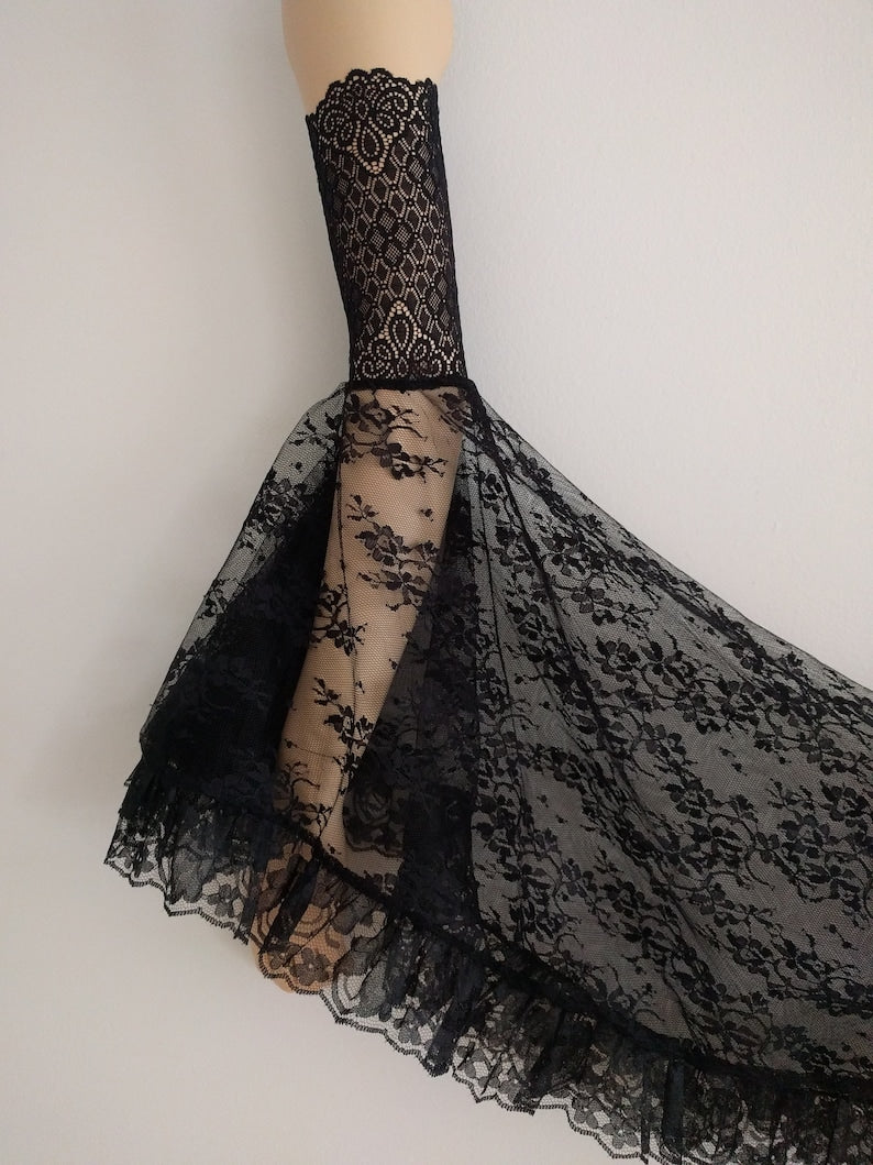 Asaeed Detachable Black Sleeves -Black Lace Long Sleeves,