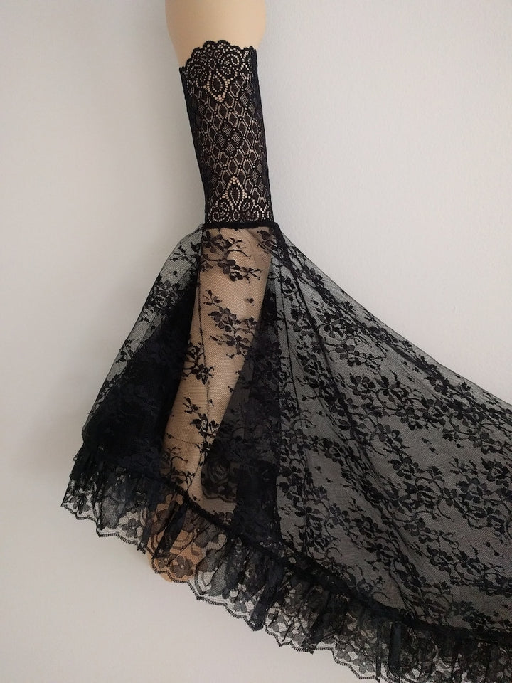 Asaeed Detachable Black Sleeves -Black Lace Long Sleeves,
