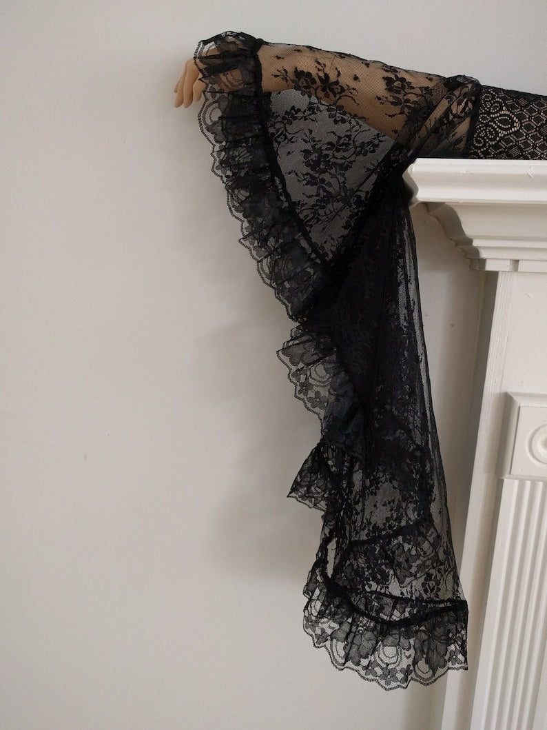 Asaeed Detachable Black Sleeves -Black Lace Long Sleeves,