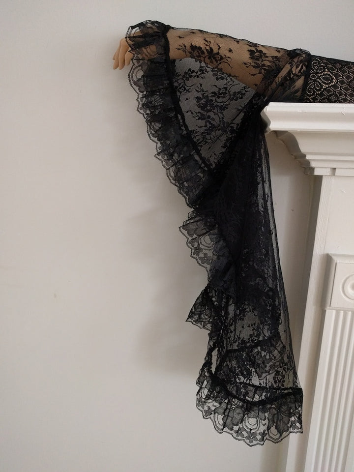 Asaeed Detachable Black Sleeves -Black Lace Long Sleeves,