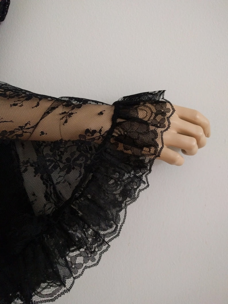 Asaeed Detachable Black Sleeves -Black Lace Long Sleeves,