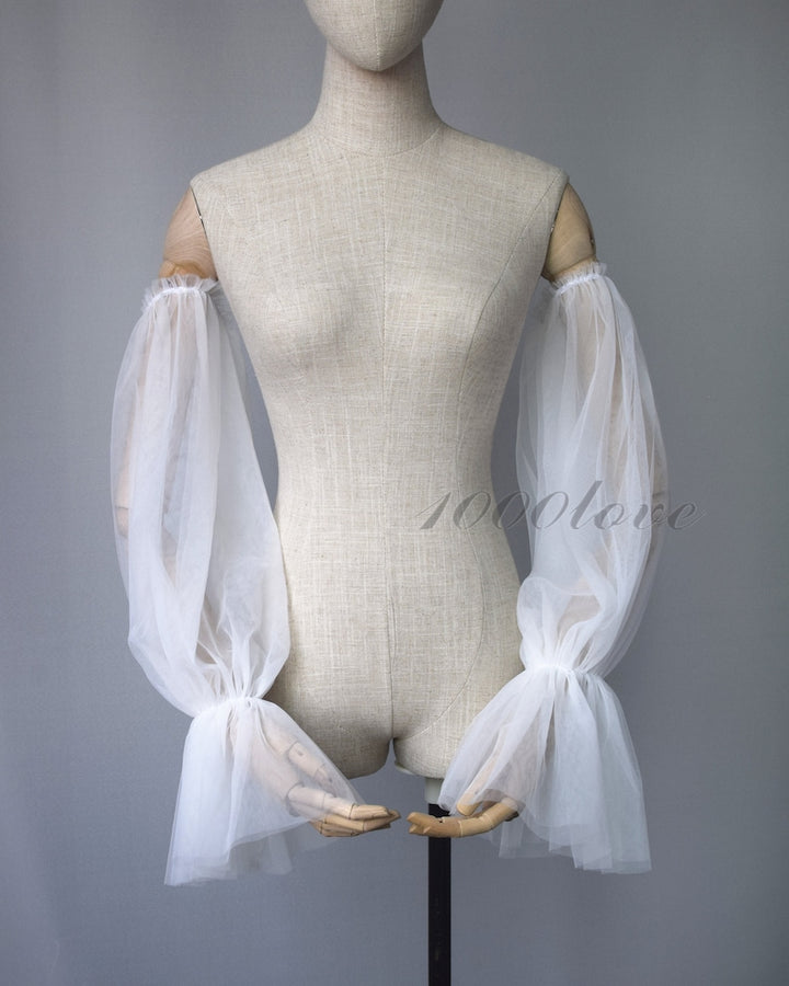Puff sleeves ,wedding skirt accessories,elegant sleeves,  one pair of sleeves,removable sleeves,  tulle sleeve ,photoshoot