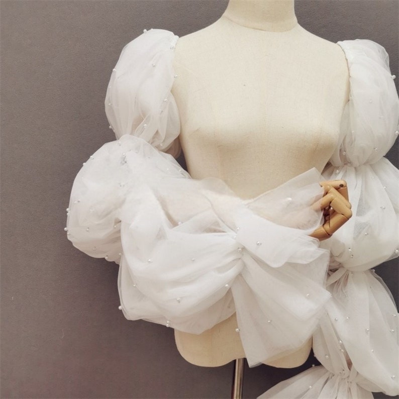 Pearls Wedding Sleeves, Tulle Wedding Sleeve, Detachable Wedding Sleeves, Bridal Dress Sleeves, Pop Sleeves, Wedding Dress Decor