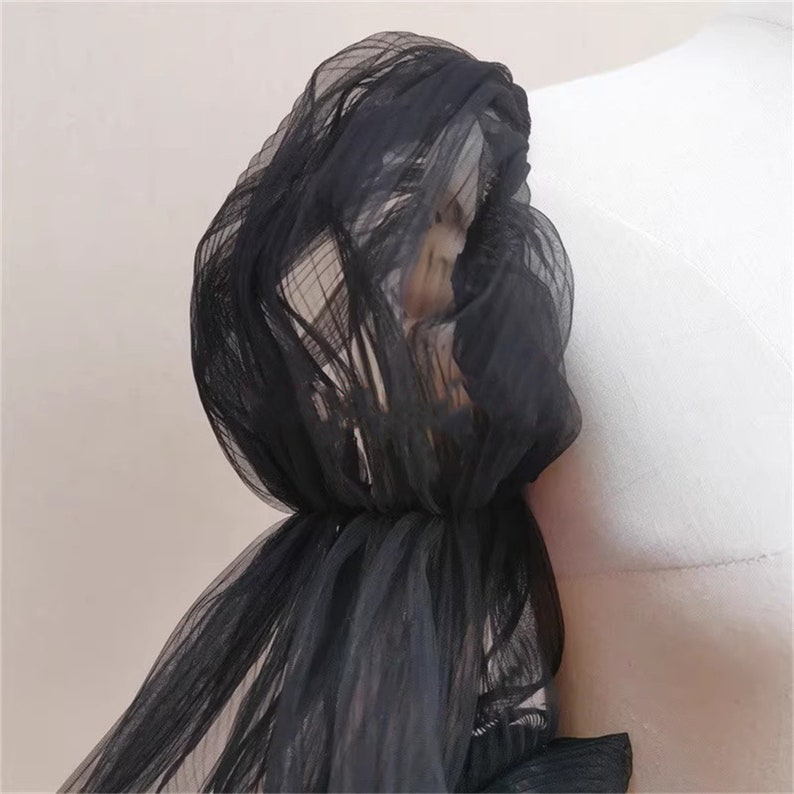 Pleated tulle Sleeves, Long black tulle sleeves, Bridal tulle Sleeves, Wedding Coverup, Removable tulle sleeves for bridal, Ivory sleeves