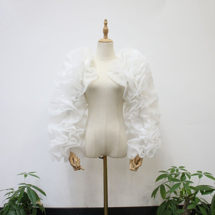 Long Sleeve, White Organza Sleeves Wrap, Evening Party Shawls, Bridal Shawl, Photo Shoot Sleeve Wrap, Bridal Accessory, White/Black/Wine Red