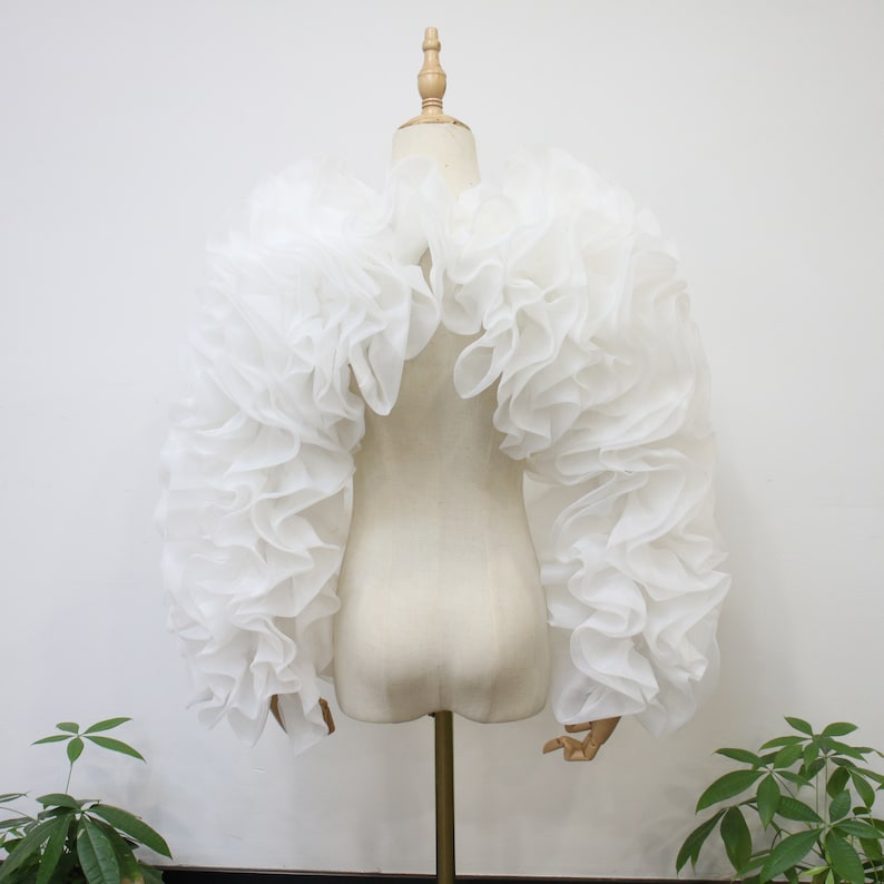 Long Sleeve, White Organza Sleeves Wrap, Evening Party Shawls, Bridal Shawl, Photo Shoot Sleeve Wrap, Bridal Accessory, White/Black/Wine Red