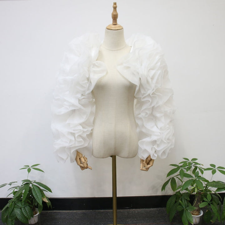 Long Sleeve, White Organza Sleeves Wrap, Evening Party Shawls, Bridal Shawl, Photo Shoot Sleeve Wrap, Bridal Accessory, White/Black/Wine Red