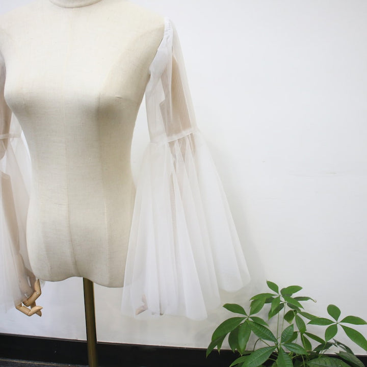 Detachable Long Bell Sleeves, Elastic Wedding Dress Sleeves, Soft White Tulle Dress Sleeves, Fairy off Shoulder Sleeves, Bridal Accessory