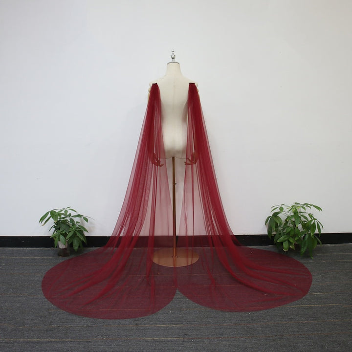 Detachable Burgundy Tulle Bridal Wings, 121 Colors Shoulder Wing, Minimalist Wedding Cape, Wine Red Wedding Wing, Beach Bridal Cape Veil