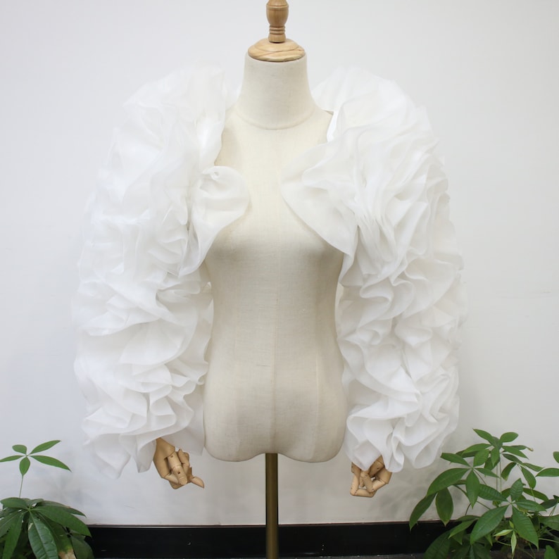 Long Sleeve, White Organza Sleeves Wrap, Evening Party Shawls, Bridal Shawl, Photo Shoot Sleeve Wrap, Bridal Accessory, White/Black/Wine Red