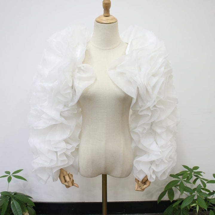 Long Sleeve, White Organza Sleeves Wrap, Evening Party Shawls, Bridal Shawl, Photo Shoot Sleeve Wrap, Bridal Accessory, White/Black/Wine Red