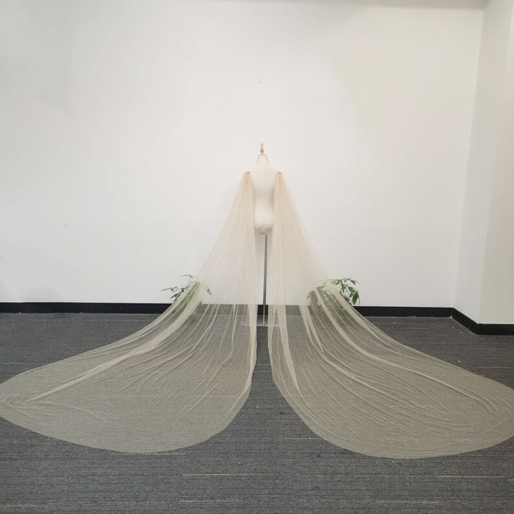 Sparkly Gold Sequin Shoulder Wing, Champagne Tulle Cape Veil, Detachable Bridal Wings, Starry Cape Veil, Shoulder Veil, Festival Party Veil