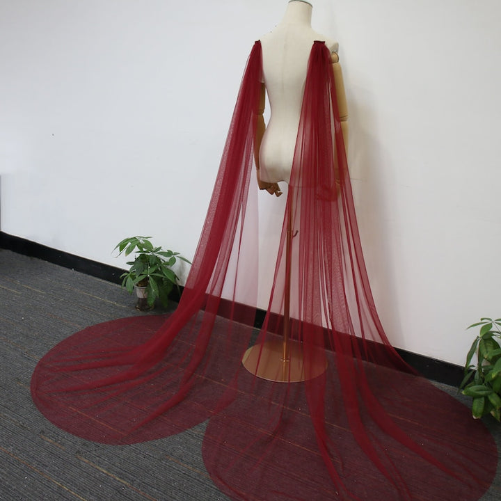 Detachable Burgundy Tulle Bridal Wings, 121 Colors Shoulder Wing, Minimalist Wedding Cape, Wine Red Wedding Wing, Beach Bridal Cape Veil