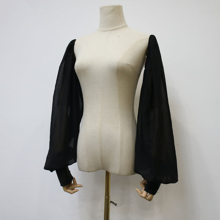 Long Black Chiffon Sleeves for Wedding Dress, Detachable Satin Cuff Button Sleeves, Fairy Bridal Sleeves, Removable Sleeve, Bridal Accessory