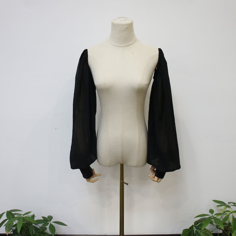 Long Black Chiffon Sleeves for Wedding Dress, Detachable Satin Cuff Button Sleeves, Fairy Bridal Sleeves, Removable Sleeve, Bridal Accessory