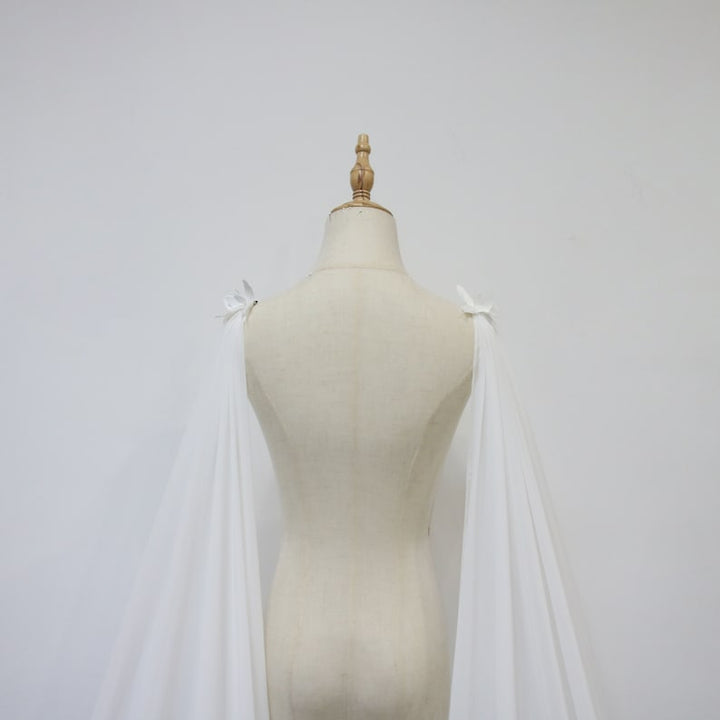Detachable Ivory Chiffon Bridal Wings, Butterfly Wedding Shoulder Wing, Minimalist Wedding Cape, Long Elegant Wedding Wing, Beach Cape Veil