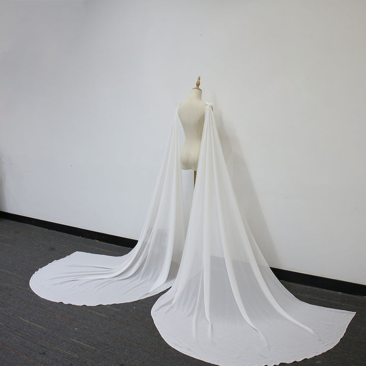 Detachable Ivory Chiffon Bridal Wings, Butterfly Wedding Shoulder Wing, Minimalist Wedding Cape, Long Elegant Wedding Wing, Beach Cape Veil